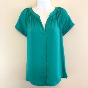 Ann Taylor LOFT blouse shirt blue Sz medium